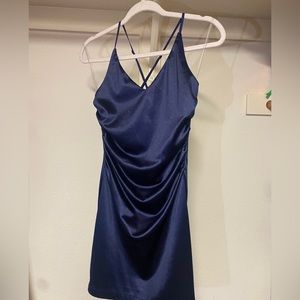 Beautiful Navy Satin Semi Formal Dress From Dillards